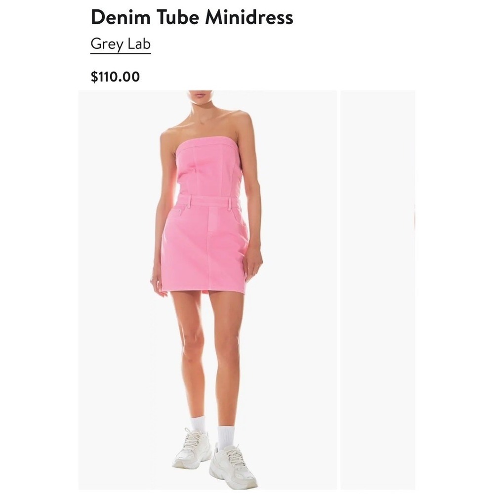 Grey Lab Denim Tube Minidress Pink Strapless Bodycon‎ 5-Pocket Mini Dress S